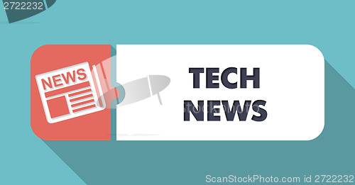 Image of Tech News Concept in Flat Design on Blue Background.