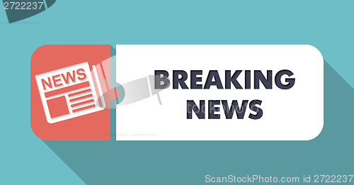 Image of Breaking News Concept in Flat Design on Blue Background.