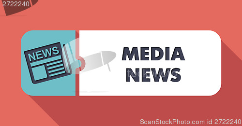 Image of Media News Concept in Flat Design on Scarlet Background.