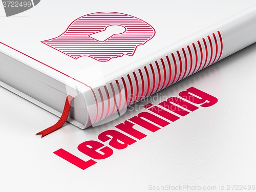 Image of Education concept: book Head With Keyhole, Learning on white background