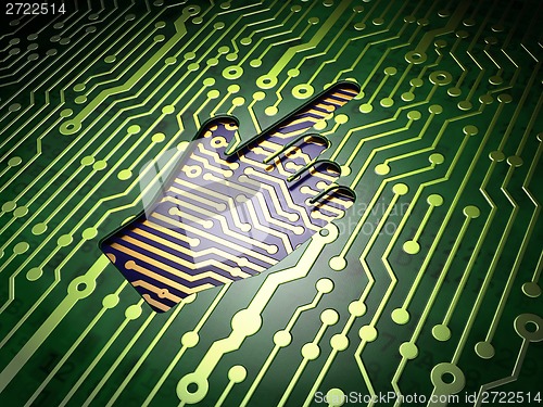 Image of Web development concept: Mouse Cursor on circuit board background