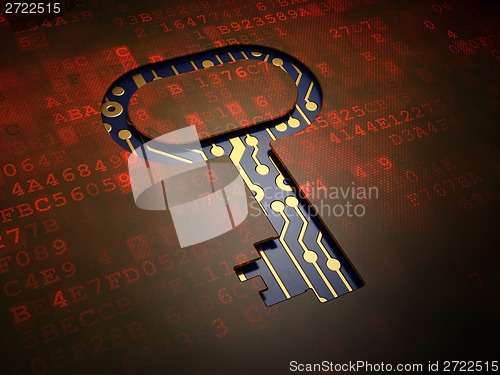 Image of Privacy concept: Key on digital screen background