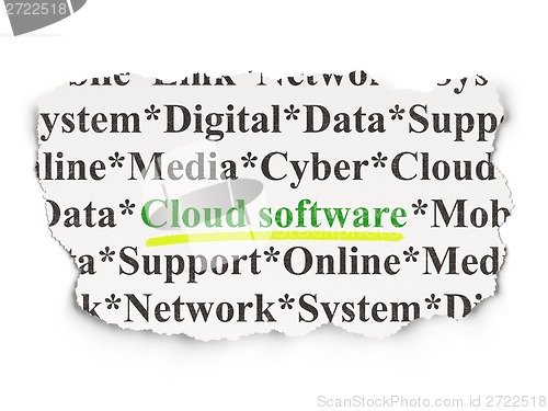 Image of Cloud networking concept: Cloud Software on Paper background