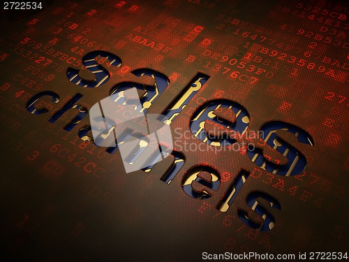 Image of Advertising concept: Sales Channels on digital screen background