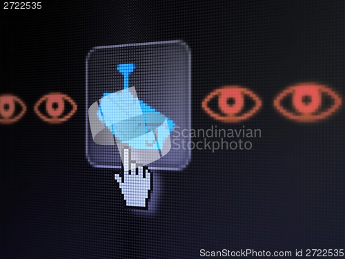 Image of Protection concept: Camera And Eye on digital computer screen