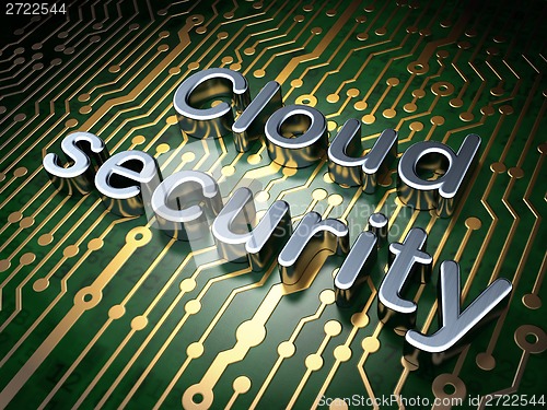 Image of Cloud computing concept: Cloud Security on circuit board background