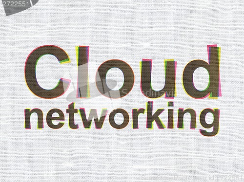 Image of Cloud networking concept: Cloud Networking on fabric texture background