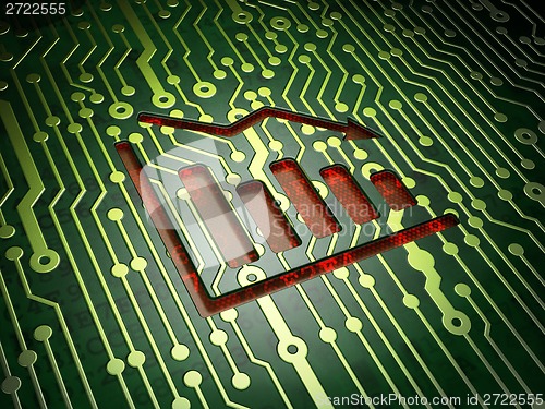 Image of Marketing concept: Decline Graph on circuit board background