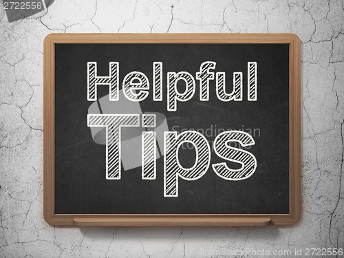 Image of Education concept: Helpful Tips on chalkboard background