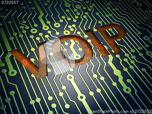 Image of SEO web design concept: VOIP on circuit board background