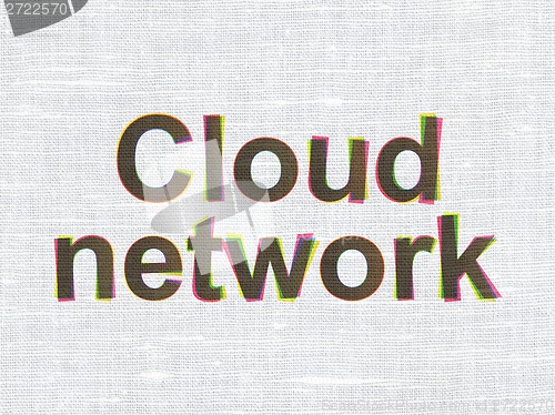 Image of Cloud technology concept: Cloud Network on fabric texture background