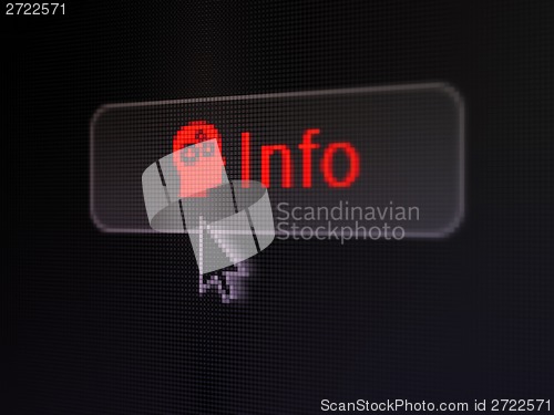 Image of Information concept: Info and Head With Gears on digital button background