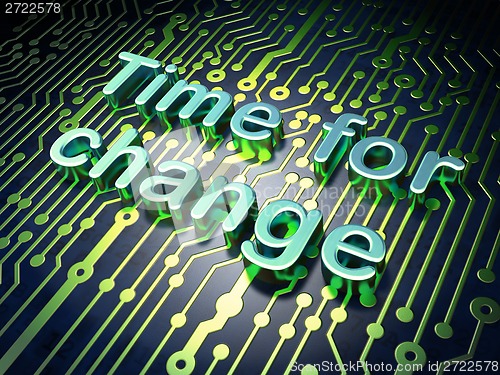 Image of Timeline concept: Time for Change on circuit board background