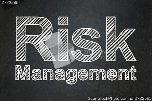 Image of Finance concept: Risk Management on chalkboard background