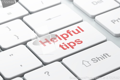 Image of Education concept: Helpful Tips on computer keyboard background