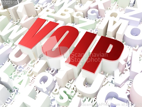 Image of Web development concept: VOIP on alphabet background