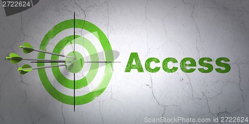 Image of Protection concept: target and Access on wall background