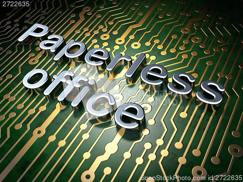 Image of Finance concept: Paperless Office on circuit board background