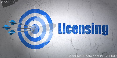 Image of Law concept: target and Licensing on wall background