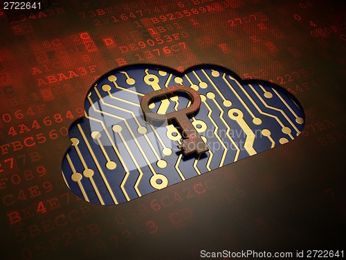 Image of Cloud technology concept: Cloud With Key on digital screen background