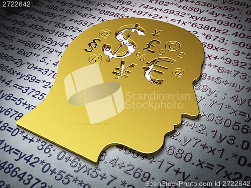 Image of Education concept: Golden Head With Finance Symbol on Education background