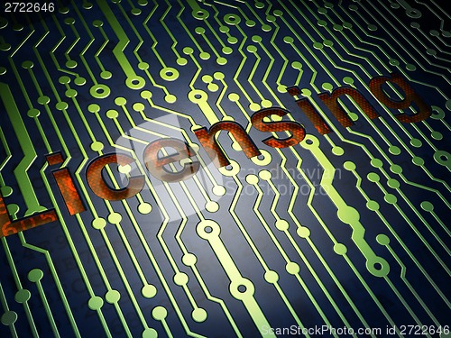 Image of Law concept: Licensing on circuit board background