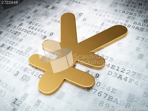 Image of Currency concept: Golden Yen on digital background