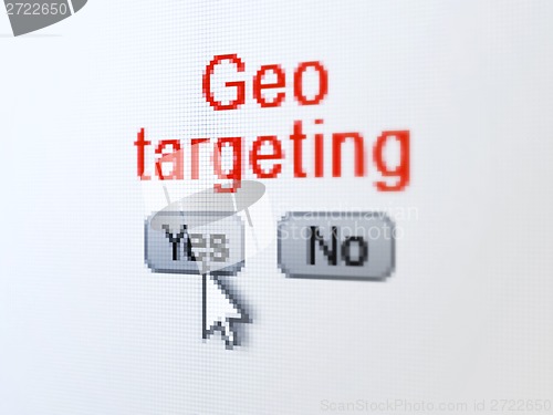 Image of Finance concept: Geo Targeting on digital computer screen