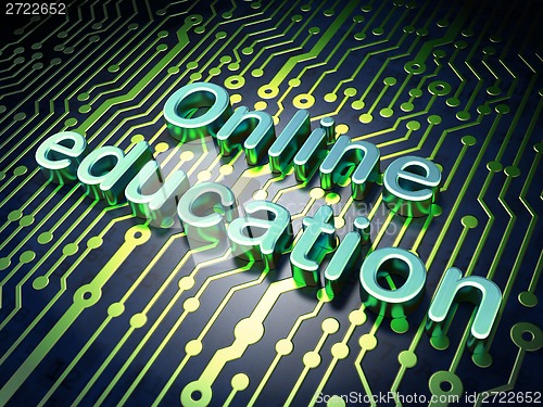 Image of Education concept: Online Education on circuit board background