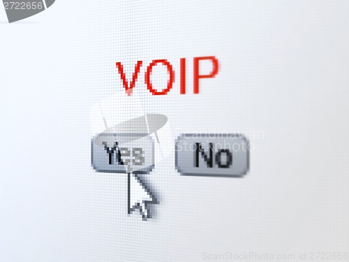 Image of Web design concept: VOIP on digital computer screen