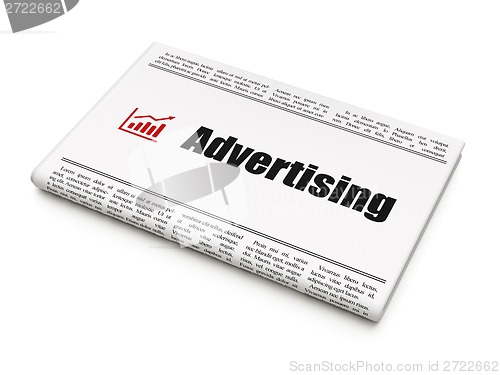 Image of Marketing concept: newspaper with Advertising and Growth Graph