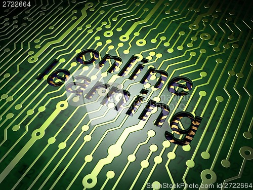 Image of Education concept: Online Learning on circuit board background