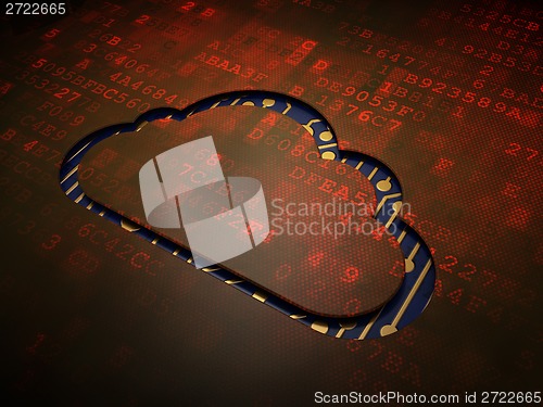 Image of Cloud networking concept: Cloud on digital screen background