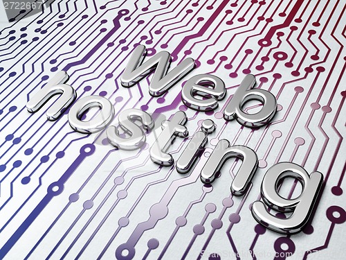 Image of Web design concept: Golden Web Hosting on Circuit Board background