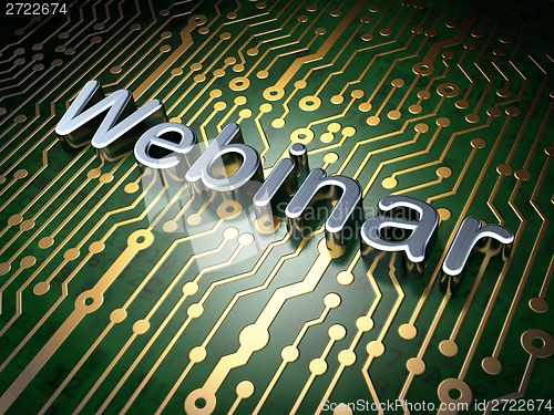 Image of Education concept: Webinar on circuit board background