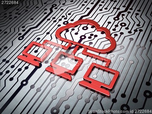 Image of Cloud networking concept:  Cloud Network on Circuit Board background