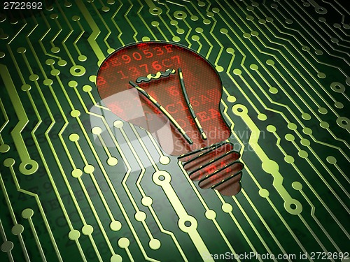 Image of Business concept: Light Bulb on circuit board background