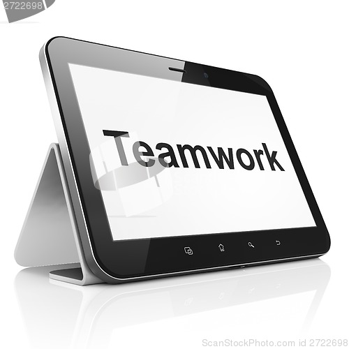 Image of Business concept: Teamwork on tablet pc computer