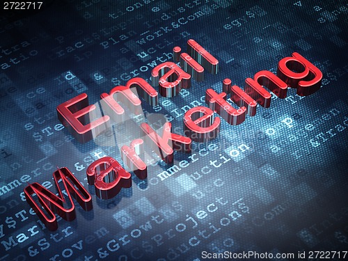 Image of Finance concept: Red Email Marketing on digital background