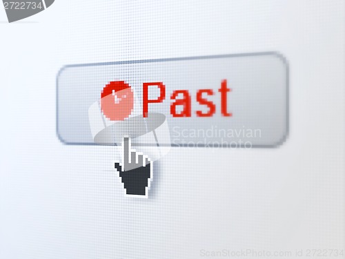 Image of Timeline concept: Past and Clock on digital button background