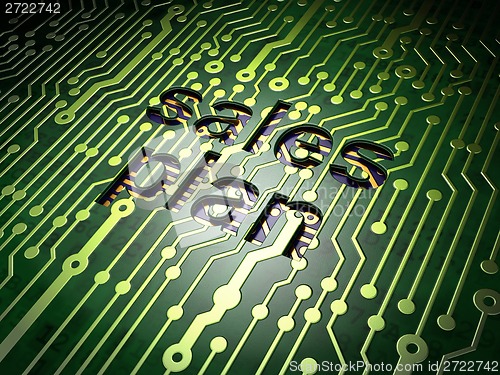 Image of Marketing concept: Sales Plan on circuit board background