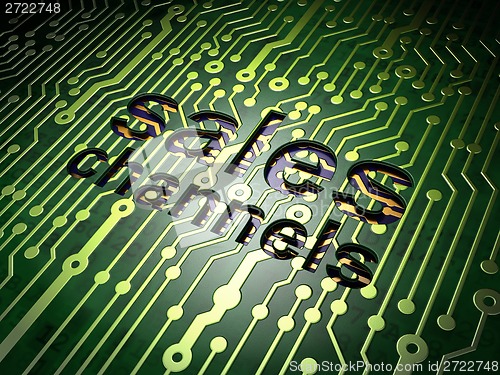 Image of Advertising concept: Sales Channels on circuit board background
