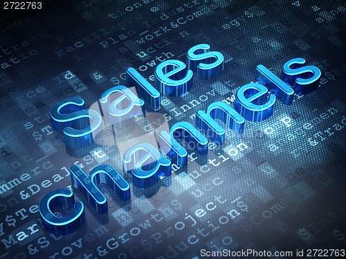 Image of Marketing concept: Blue Sales Channels on digital background