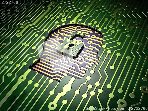 Image of Business concept: Head With Padlock on circuit board background