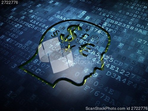 Image of Education concept: Head With Finance Symbol on digital screen background