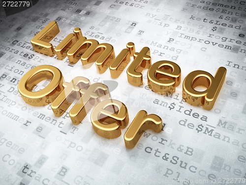 Image of Business concept: Golden Limited Offer on digital background