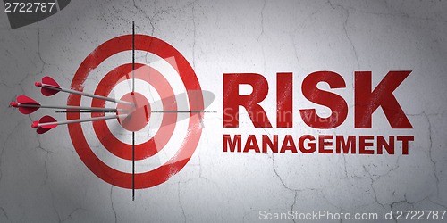 Image of Business concept: target and Risk Management on wall background