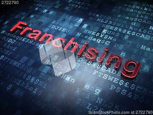 Image of Finance concept: Red Franchising on digital background