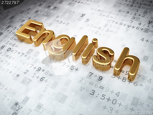 Image of Education concept: Golden English on digital background