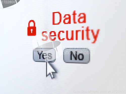 Image of Safety concept: Closed Padlock icon and Data Security on digital computer screen